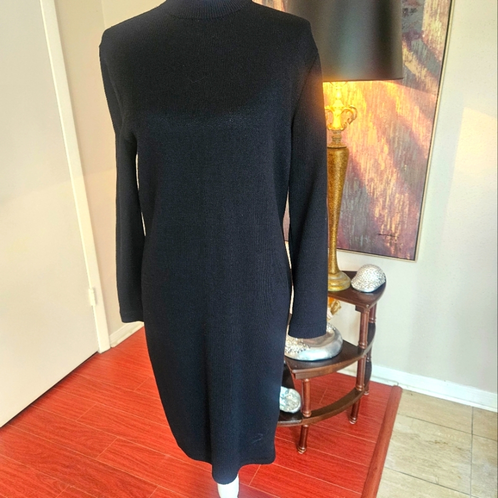St. John Black Long Sleeve Dress #stjohn